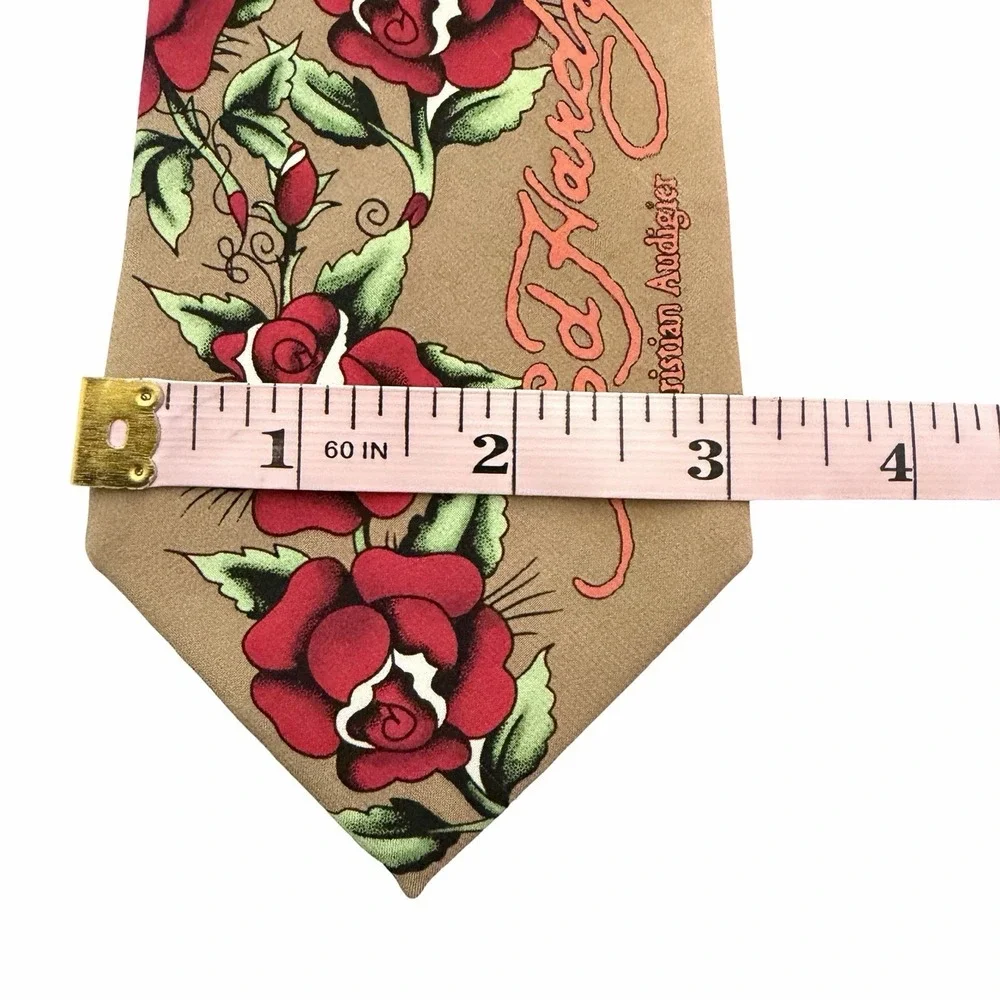 Ed Hardy By Christian Audigier Silk Neck Tie Skull Roses Dragon Tattoo 60
